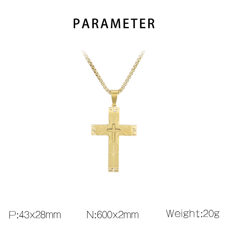 304 Stainless Steel 18K Gold Plated Hip-Hop Plating Cross Pendant Necklace display picture 1
