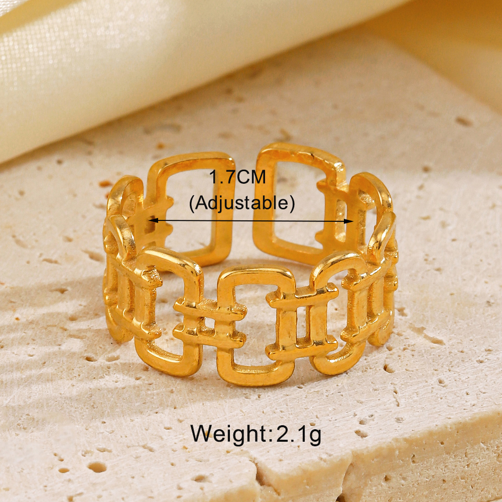 Modern Style Classic Style Leaves Heart Shape 304 Stainless Steel 18K Gold Plated Open Rings In Bulk display picture 3