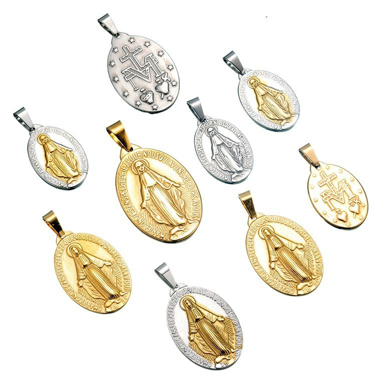 304 Stainless Steel 18K Gold Plated Hip-Hop Simple Style Classic Style Plating Portrait Oval Pendant Necklace display picture 1