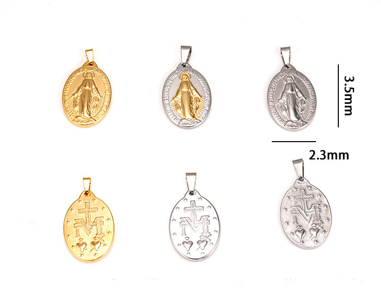 304 Stainless Steel 18K Gold Plated Hip-Hop Simple Style Classic Style Plating Portrait Oval Pendant Necklace display picture 4