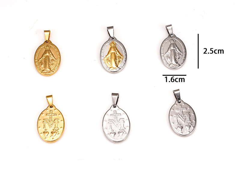 304 Stainless Steel 18K Gold Plated Hip-Hop Simple Style Classic Style Plating Portrait Oval Pendant Necklace display picture 2