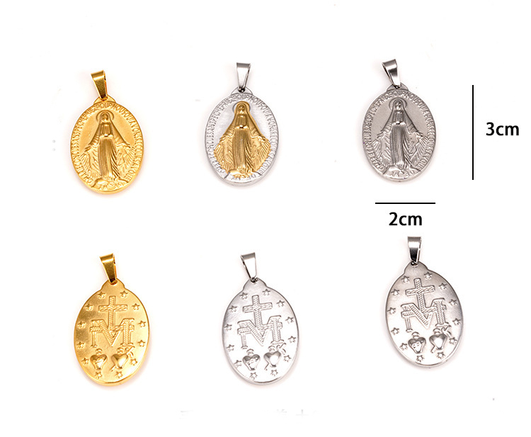 304 Stainless Steel 18K Gold Plated Hip-Hop Simple Style Classic Style Plating Portrait Oval Pendant Necklace display picture 3