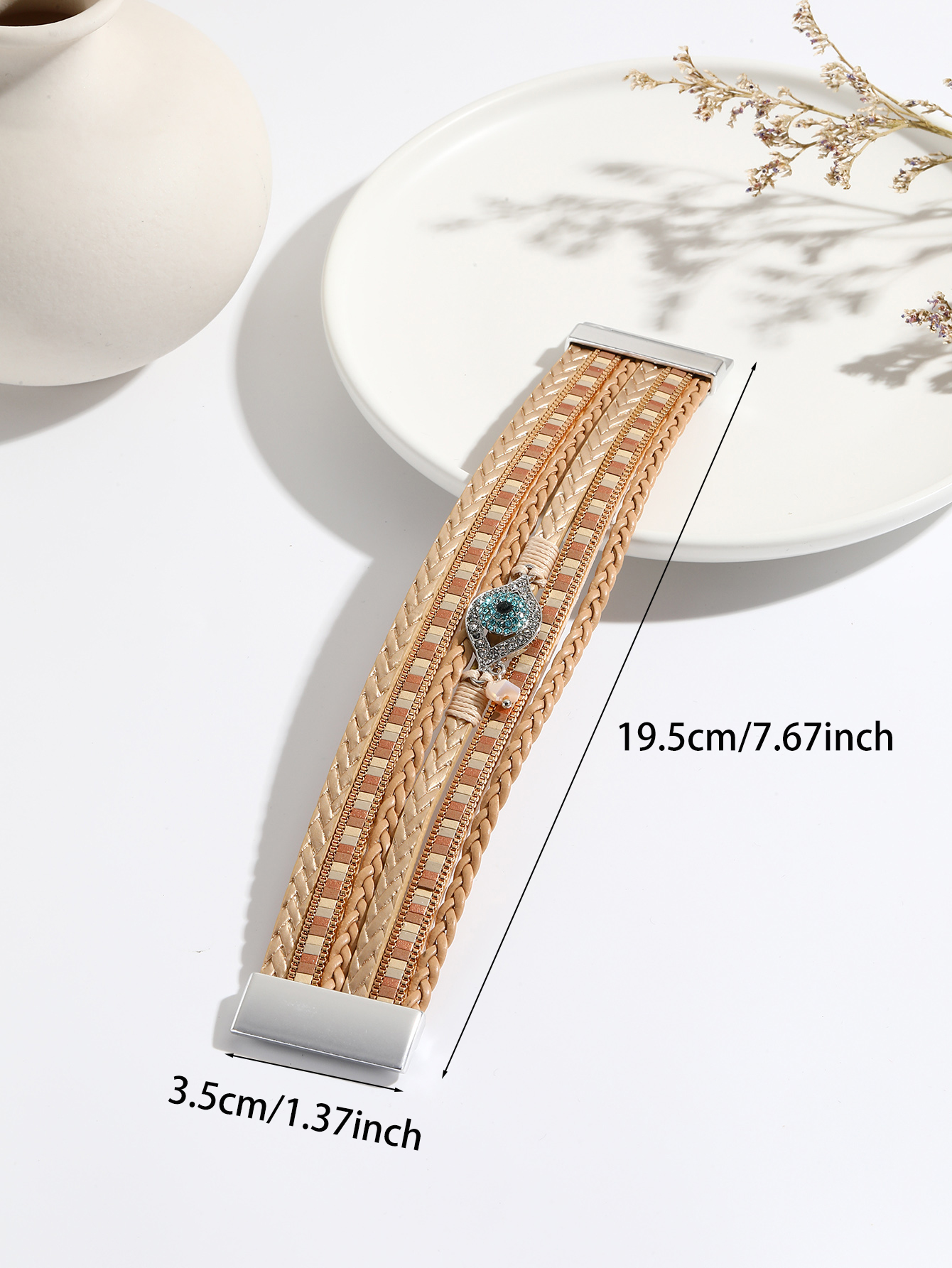 Modern Style Classic Style Devil's Eye Pu Leather Plating Inlay Rhinestones Women's Bangle display picture 3