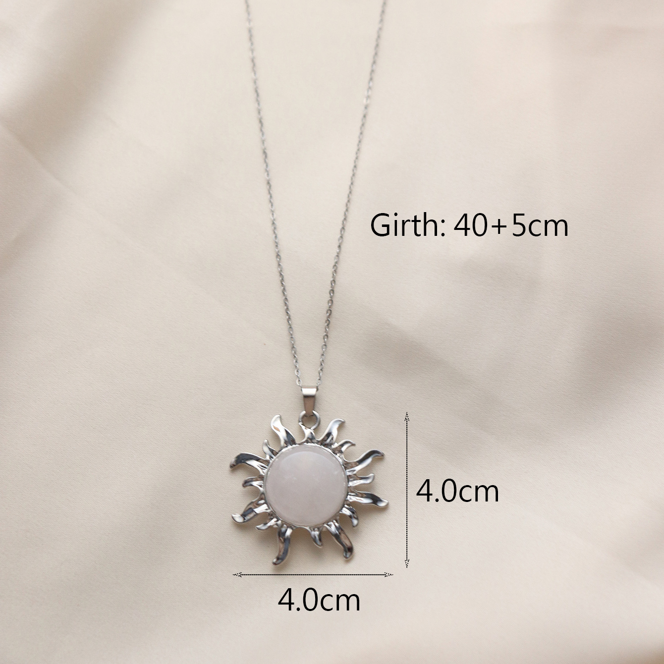 Großhandel Schmuck Einfacher Stil Klassischer Stil Sonne Legierung Naturstein Versilbert Überzug Inlay Halskette Mit Anhänger display picture 4