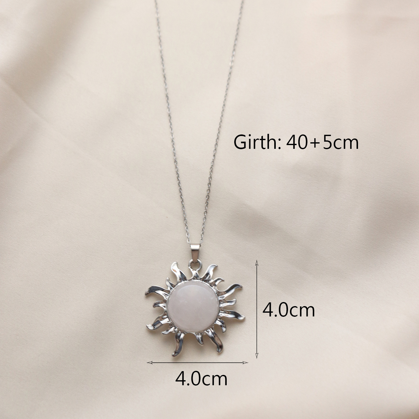 Wholesale Jewelry Simple Style Classic Style Sun Alloy Natural Stone Silver Plated Plating Inlay Pendant Necklace display picture 4
