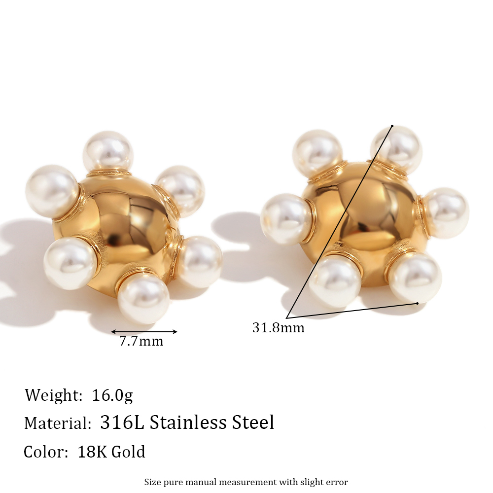 1 Pair Simple Style Classic Style Flower Plating 304 Stainless Steel 18K Gold Plated Ear Studs display picture 2