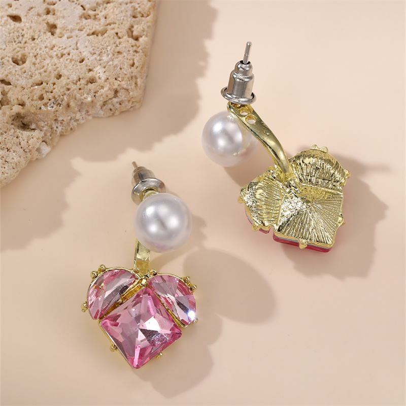 1 Pair IG Style Elegant Sweet Irregular Heart Shape Flower Inlay Sterling Silver Artificial Pearls Drop Earrings Ear Studs display picture 24