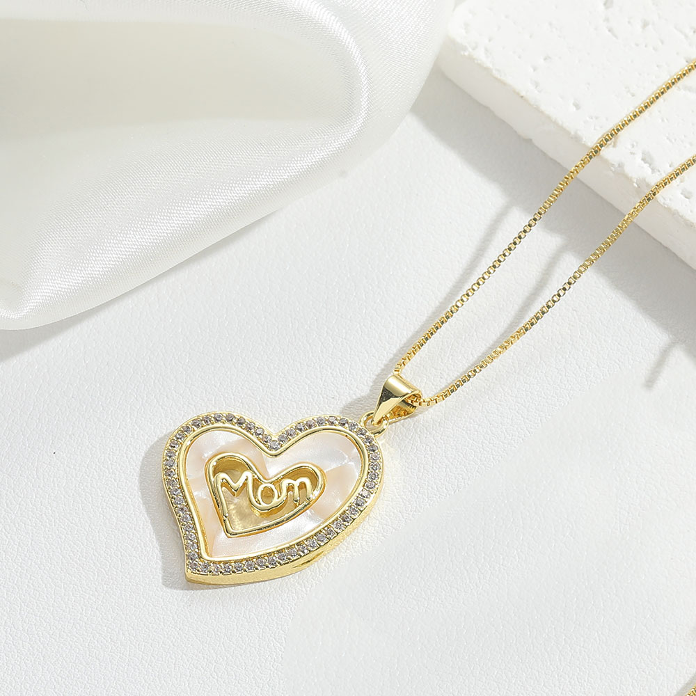 Copper 14K Gold Plated Modern Style Classic Style Commute Enamel Inlay Heart Shape Zircon Pendant Necklace display picture 6