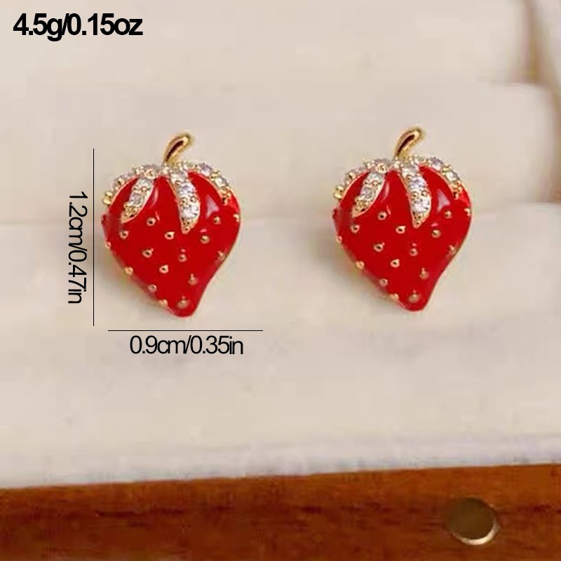 1 Pair Basic Modern Style Classic Style Strawberry Inlay Sterling Silver Rhinestones Ear Studs display picture 6