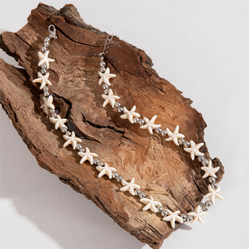 Großhandel Schmuck Hawaiisch Ferien Moderner Stil Geometrisch Seestern Legierung Hülse Perlen Halskette display picture 3