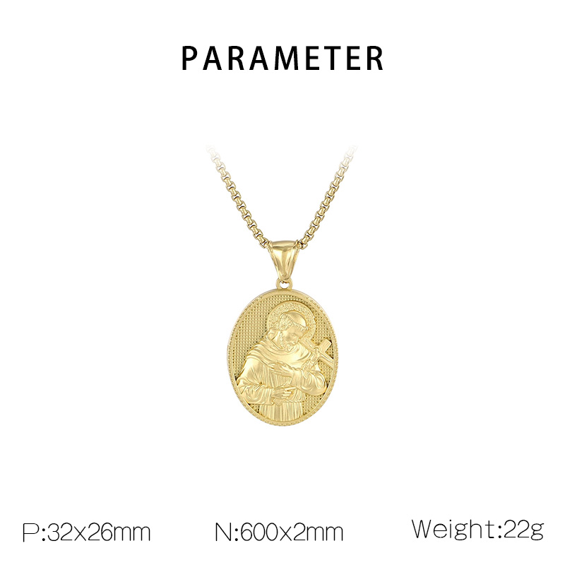 304 Stainless Steel 18K Gold Plated Modern Style Classic Style Human Round Pendant Necklace display picture 1