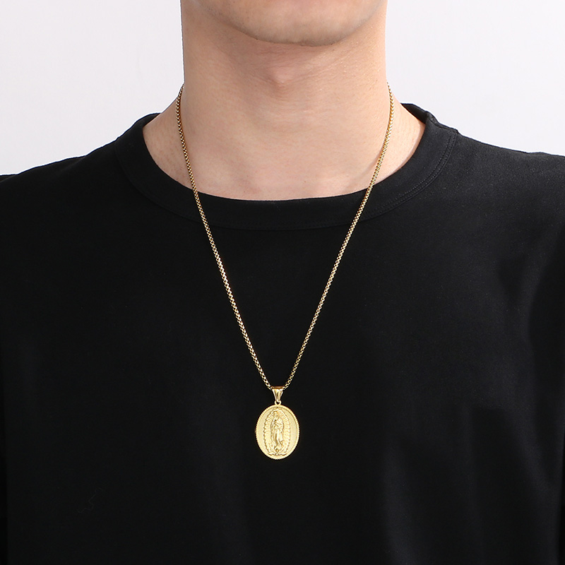 Acier Inoxydable 304 Plaqué Or 18K Style Moderne Style Classique Humain Rond Pendentif display picture 2
