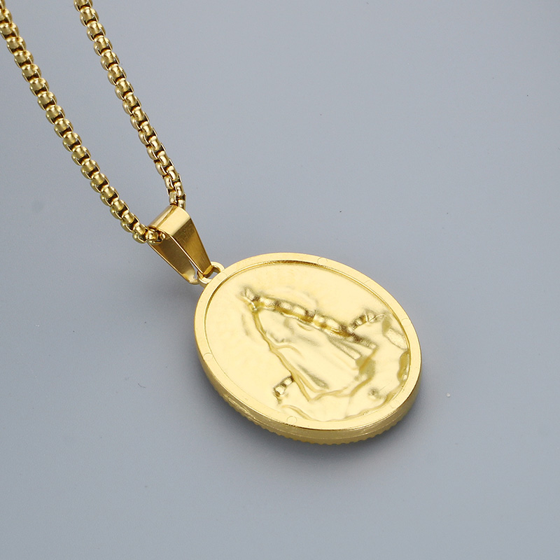 304 Stainless Steel 18K Gold Plated Modern Style Classic Style Human Round Pendant Necklace display picture 11