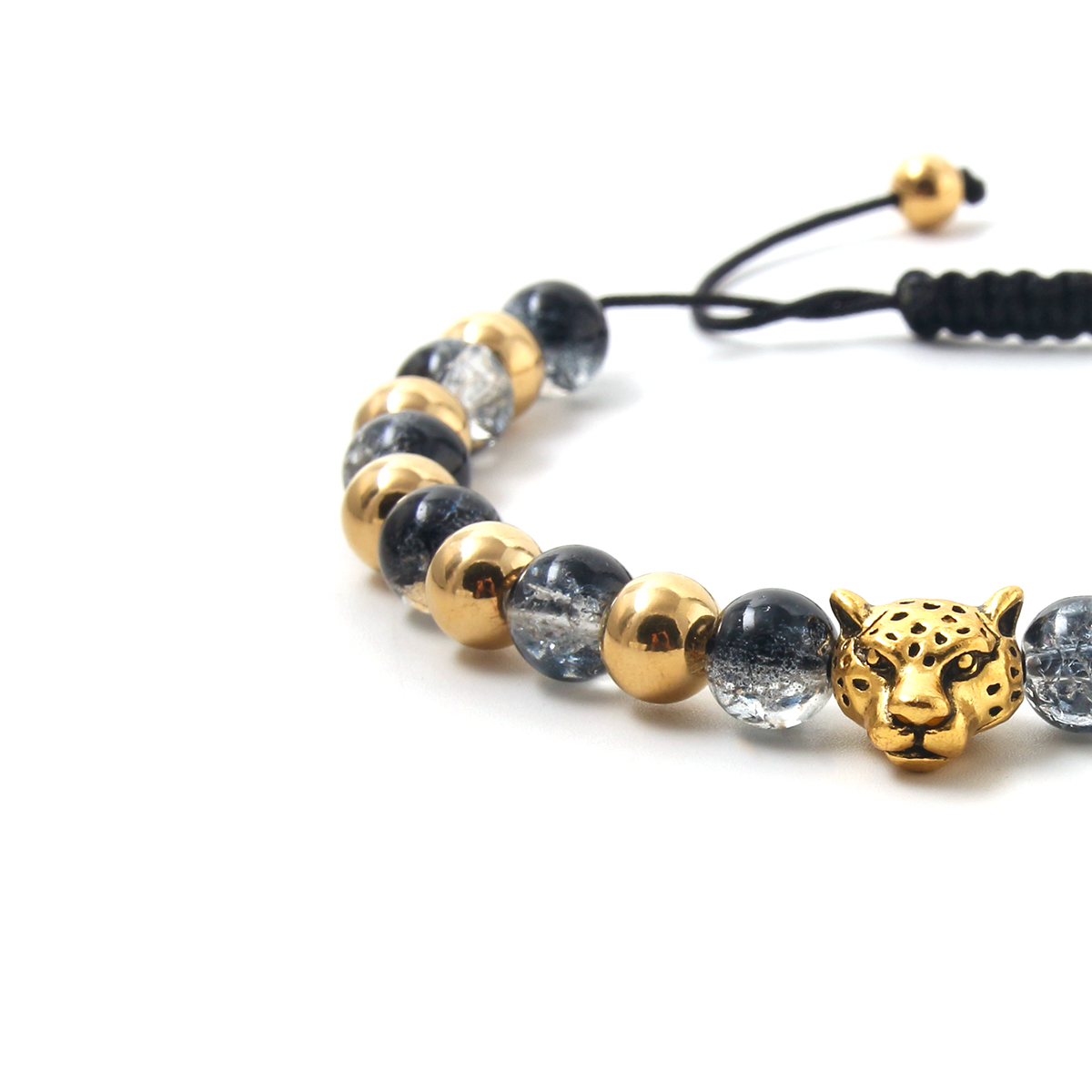 Vintage Style Ethnic Style Classic Style Heart Shape Tiger 304 Stainless Steel Natural Stone Glass Beaded 18K Gold Plated Men's Bracelets display picture 3