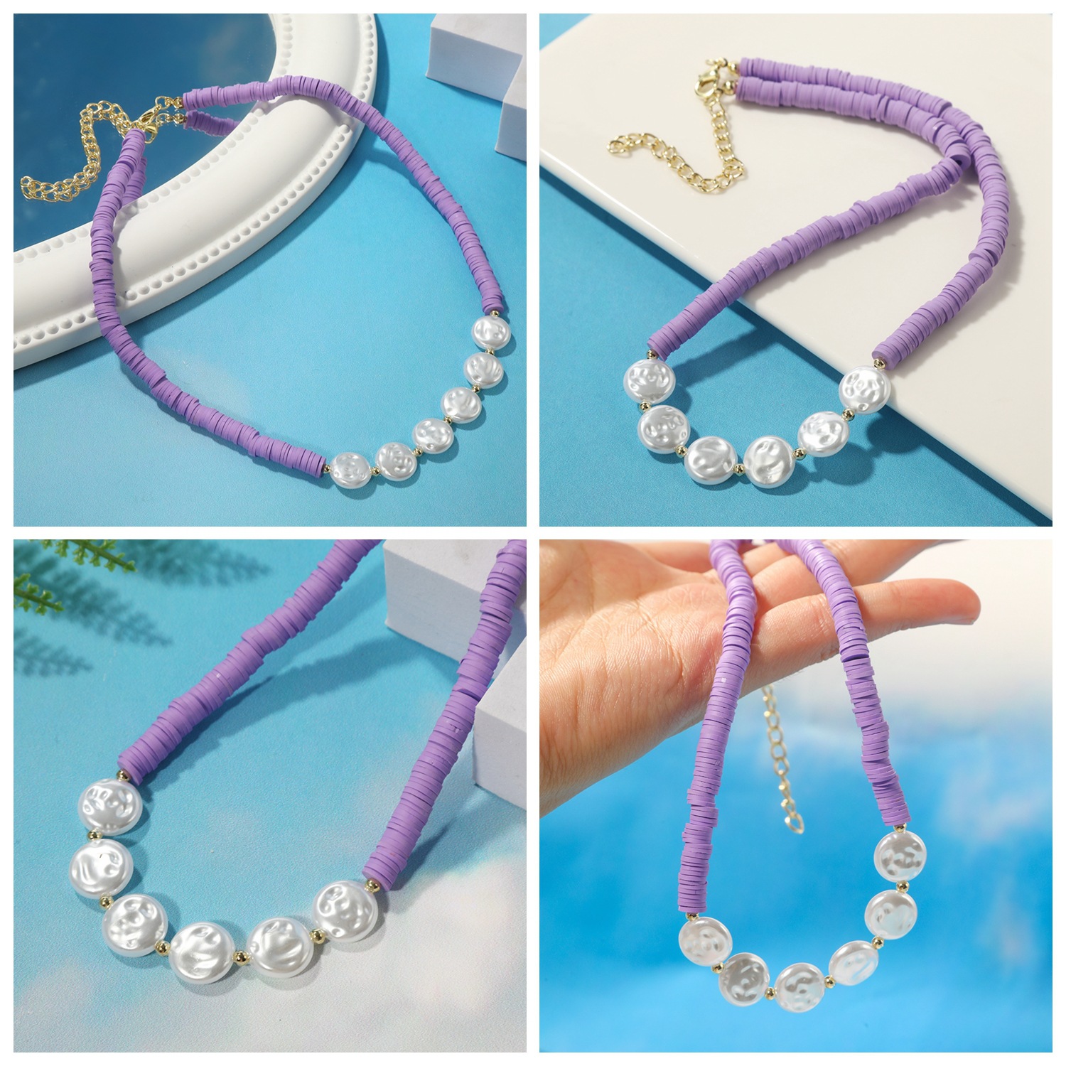 Großhandel Schmuck Lässig Hawaiisch Bohemien Geometrisch Kunststoff Türkis Weichen Lehm Perlen Halskette display picture 3