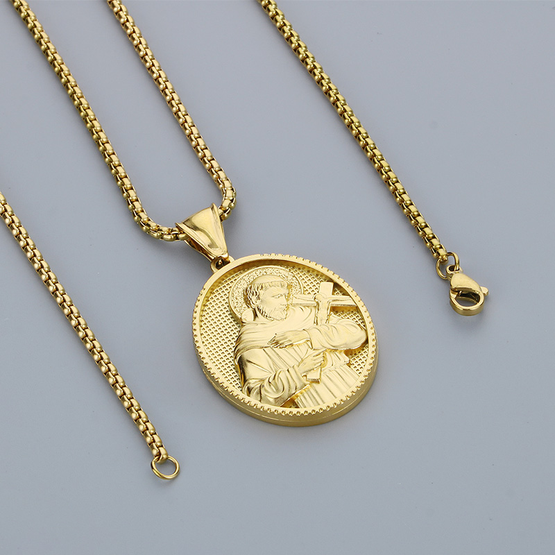 Acier Inoxydable 304 Plaqué Or 18K Style Moderne Style Classique Humain Rond Pendentif display picture 10