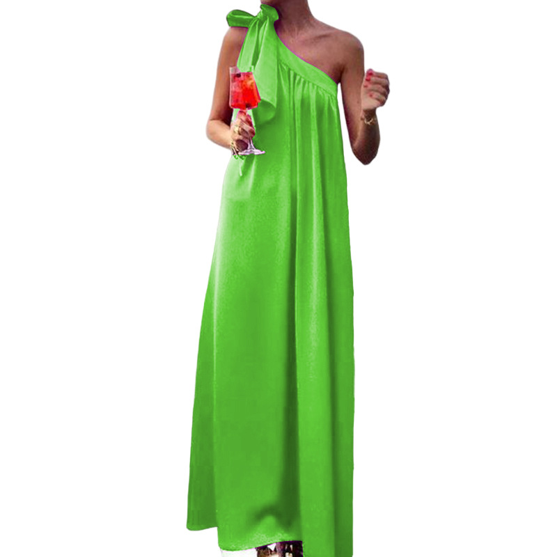 Frau Normales Kleid Elegant Schräger Kragen Ärmellos Einfarbig Maxi Langes Kleid Ferien Täglich display picture 17