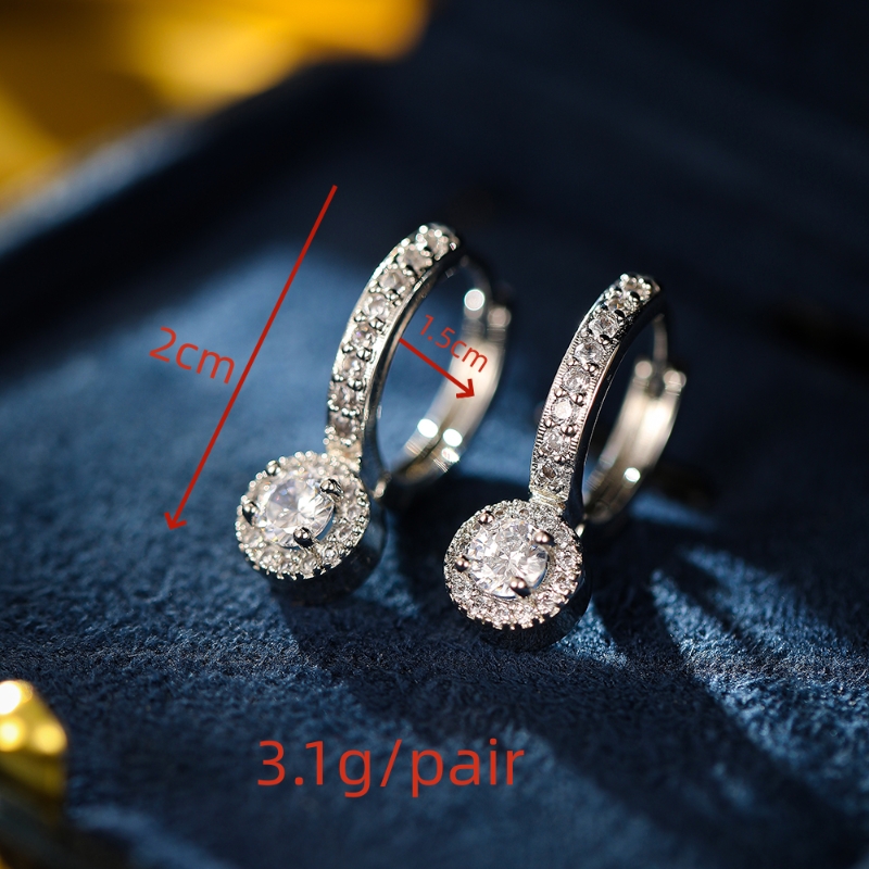 1 Paar Einfacher Stil Klassischer Stil Einfarbig Überzug Inlay Kupfer Zirkon Gold Weiß K Ohrringe display picture 3