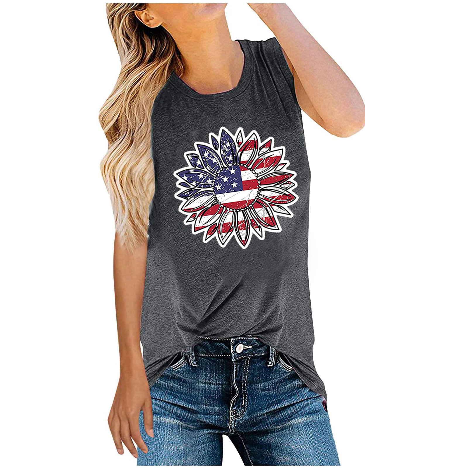 Women's Racerback Tank Tops Tank Tops Simple Style American Flag Flower display picture 3