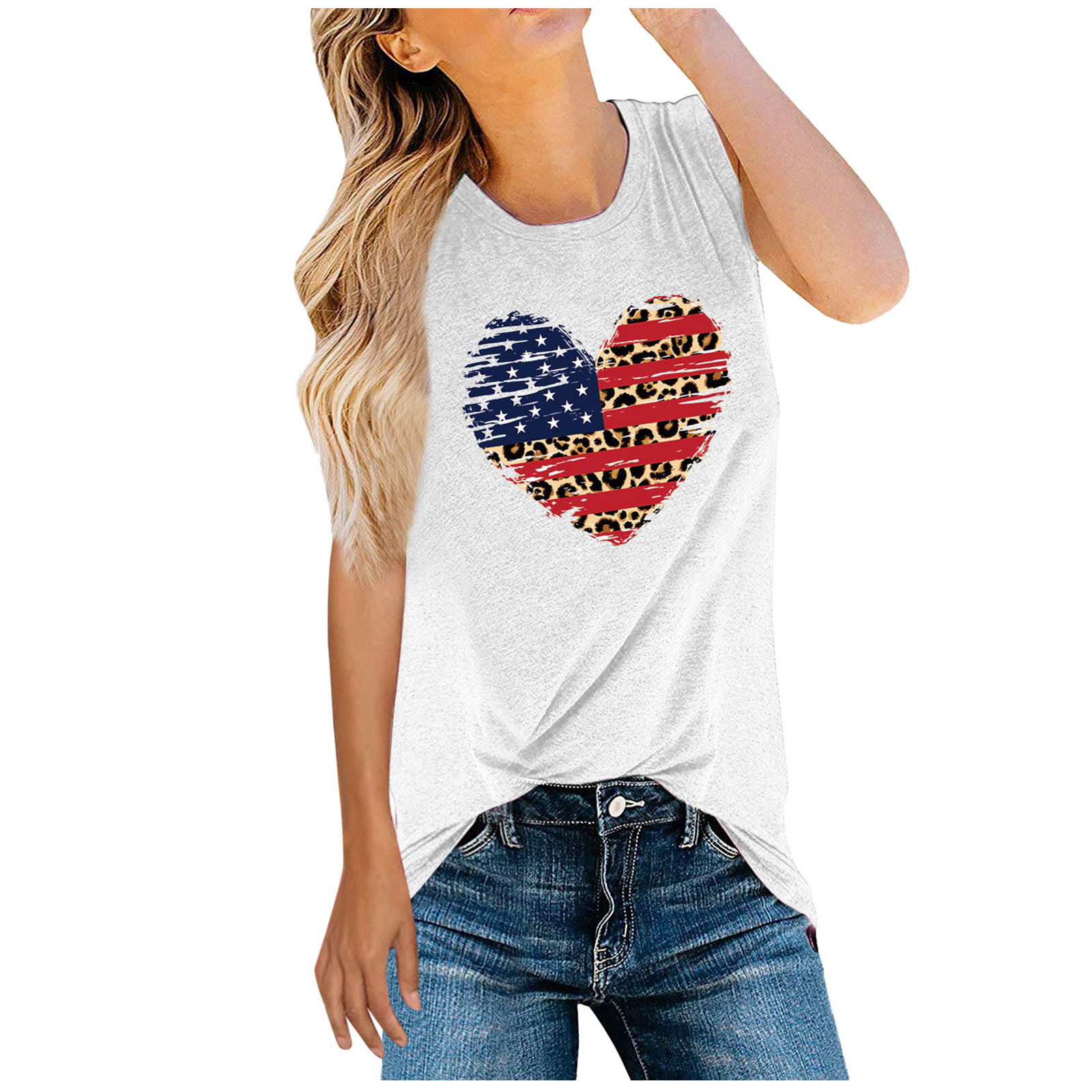 Women's Racerback Tank Tops Tank Tops Simple Style Heart Shape American Flag display picture 4