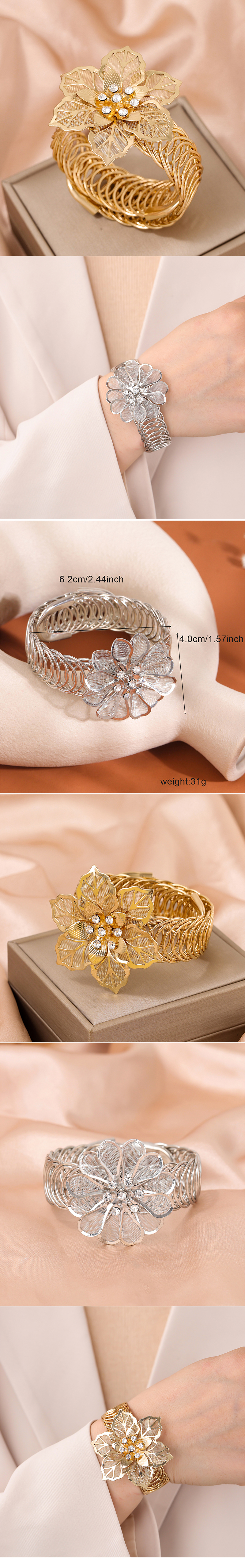 IG Style Modern Style Flower Alloy Women's Bangle display picture 1