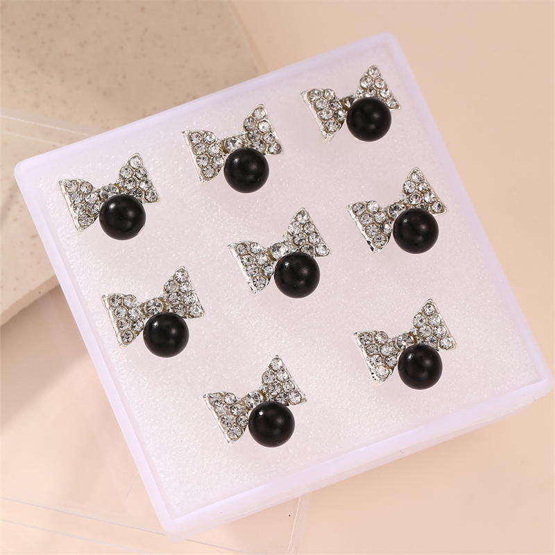 1 Jeu Style IG Élégant Sucré Noeud D'Arc Incruster Alliage De Zinc Strass Boucles D'Oreilles display picture 9