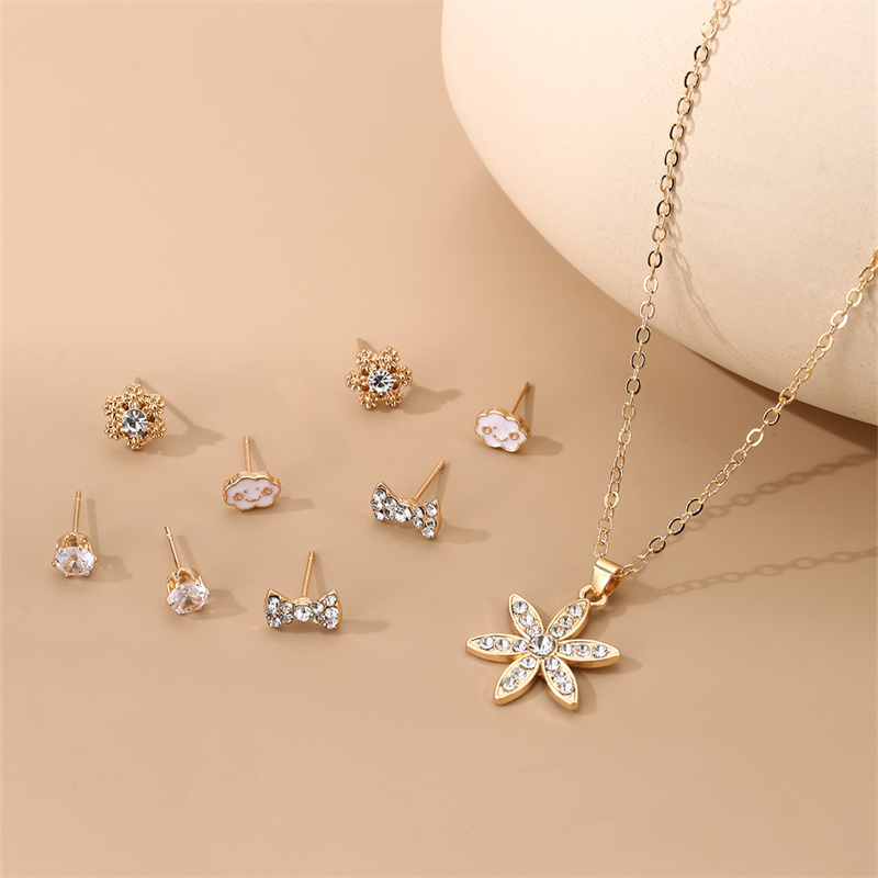 IG Style Modern Style Simple Style Fruit Heart Shape Bow Knot Alloy Inlay Artificial Pearls Rhinestones Women's Earrings Necklace display picture 13