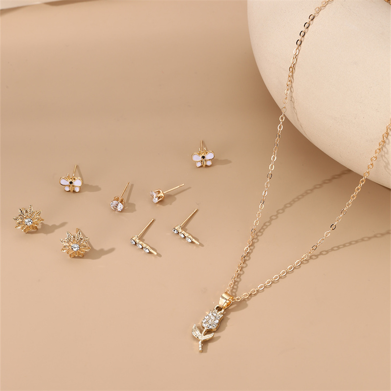 IG Style Modern Style Simple Style Fruit Heart Shape Bow Knot Alloy Inlay Artificial Pearls Rhinestones Women's Earrings Necklace display picture 22