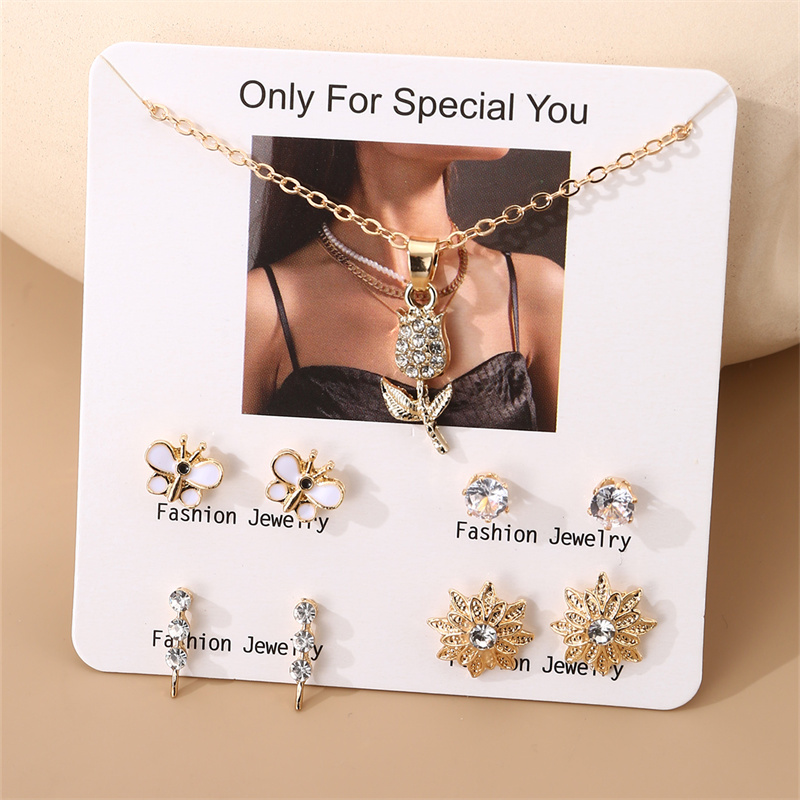 IG Style Modern Style Simple Style Fruit Heart Shape Bow Knot Alloy Inlay Artificial Pearls Rhinestones Women's Earrings Necklace display picture 24