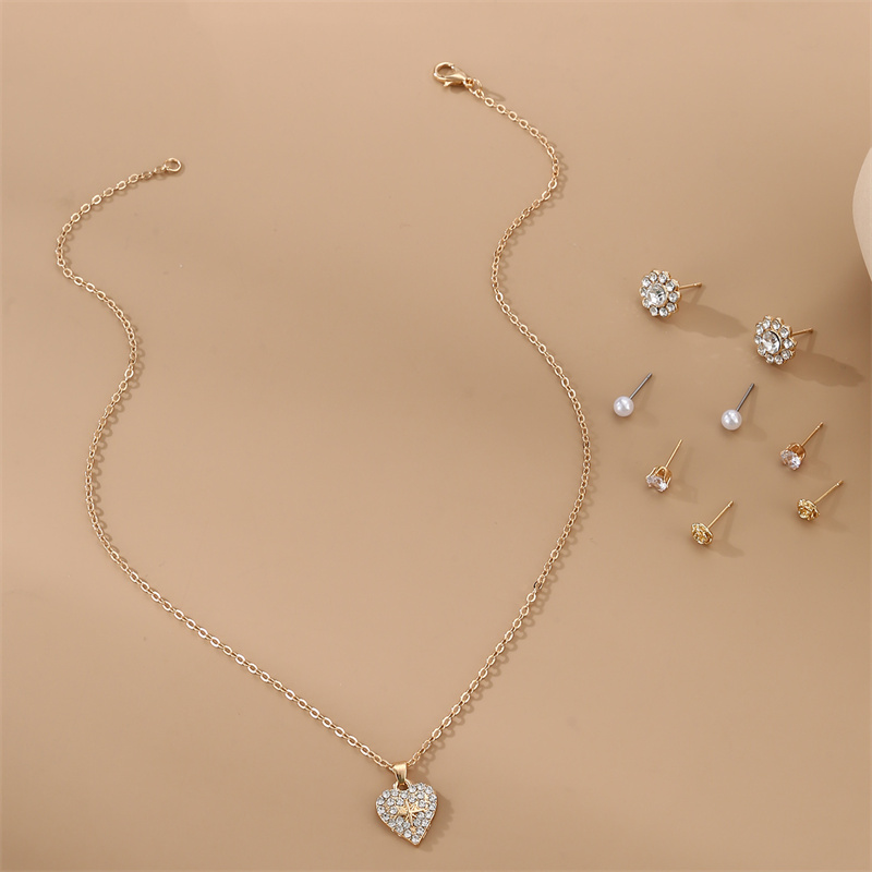 IG Style Modern Style Simple Style Fruit Heart Shape Bow Knot Alloy Inlay Artificial Pearls Rhinestones Women's Earrings Necklace display picture 33
