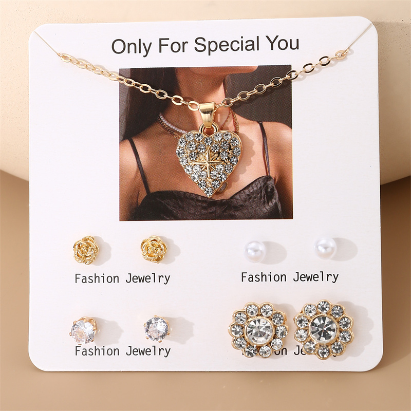 IG Style Modern Style Simple Style Fruit Heart Shape Bow Knot Alloy Inlay Artificial Pearls Rhinestones Women's Earrings Necklace display picture 34