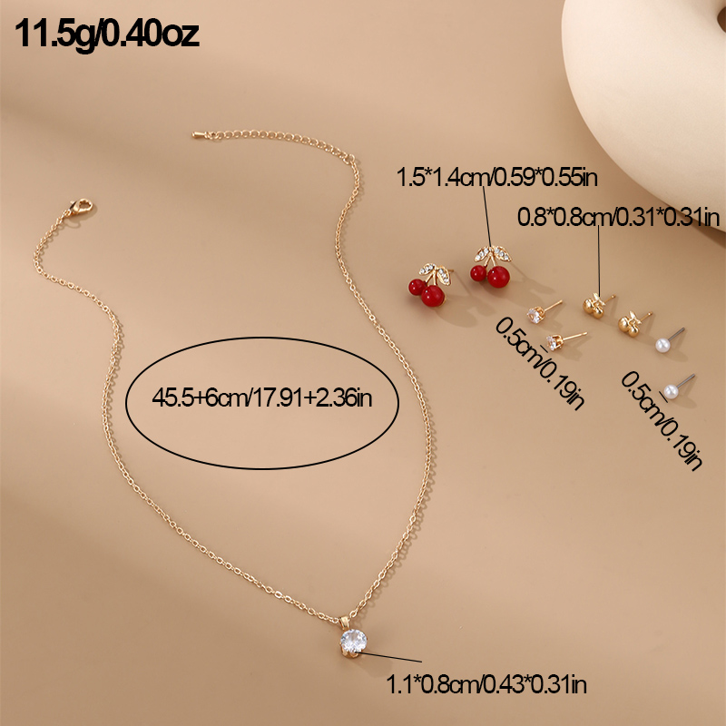IG Style Modern Style Simple Style Fruit Heart Shape Bow Knot Alloy Inlay Artificial Pearls Rhinestones Women's Earrings Necklace display picture 38