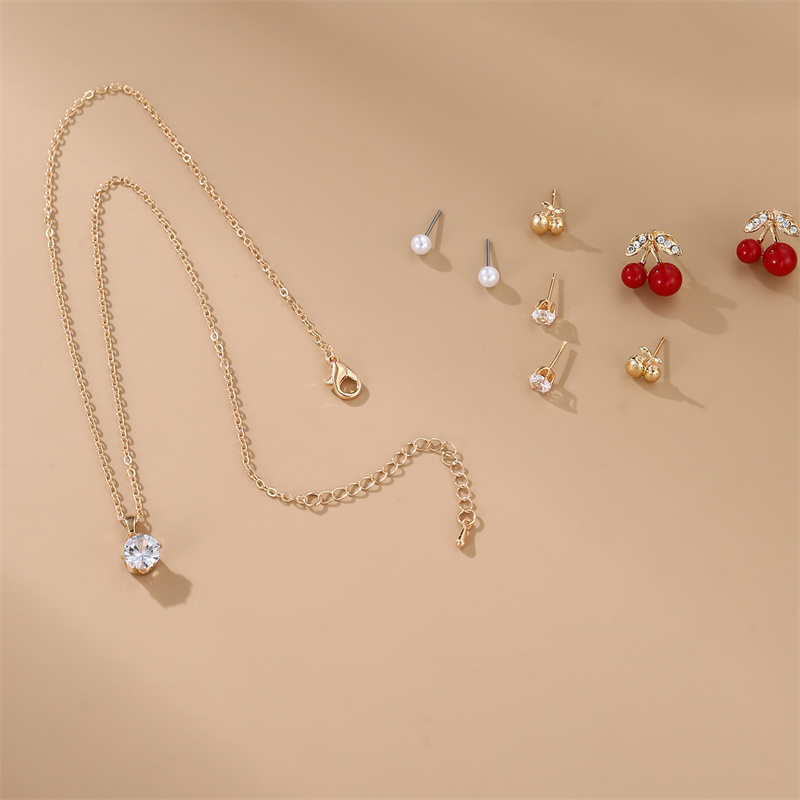 IG Style Modern Style Simple Style Fruit Heart Shape Bow Knot Alloy Inlay Artificial Pearls Rhinestones Women's Earrings Necklace display picture 40