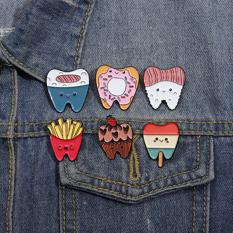 Cartoon Style Cute Cowboy Style Ice Cream Teeth Strawberry Alloy Stamping Stoving Varnish Women's Brooches display picture 3