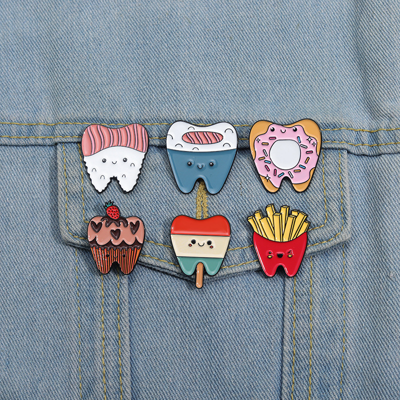 Cartoon Style Cute Cowboy Style Ice Cream Teeth Strawberry Alloy Stamping Stoving Varnish Women's Brooches display picture 4
