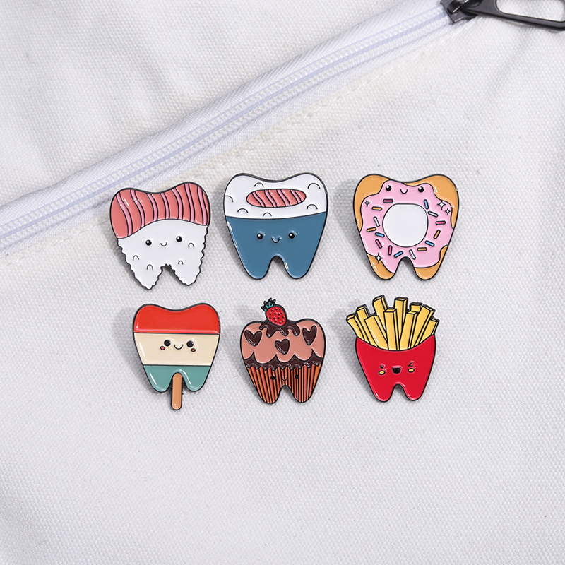Cartoon Style Cute Cowboy Style Ice Cream Teeth Strawberry Alloy Stamping Stoving Varnish Women's Brooches display picture 5