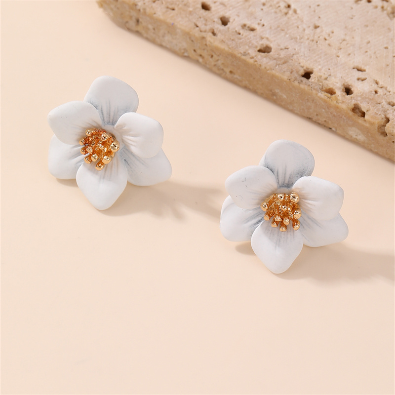 1 Pair IG Style Elegant Sweet Flower Plastic Ear Studs display picture 1