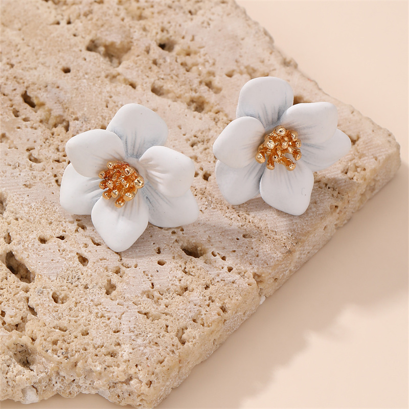 1 Pair IG Style Elegant Sweet Flower Plastic Ear Studs display picture 4