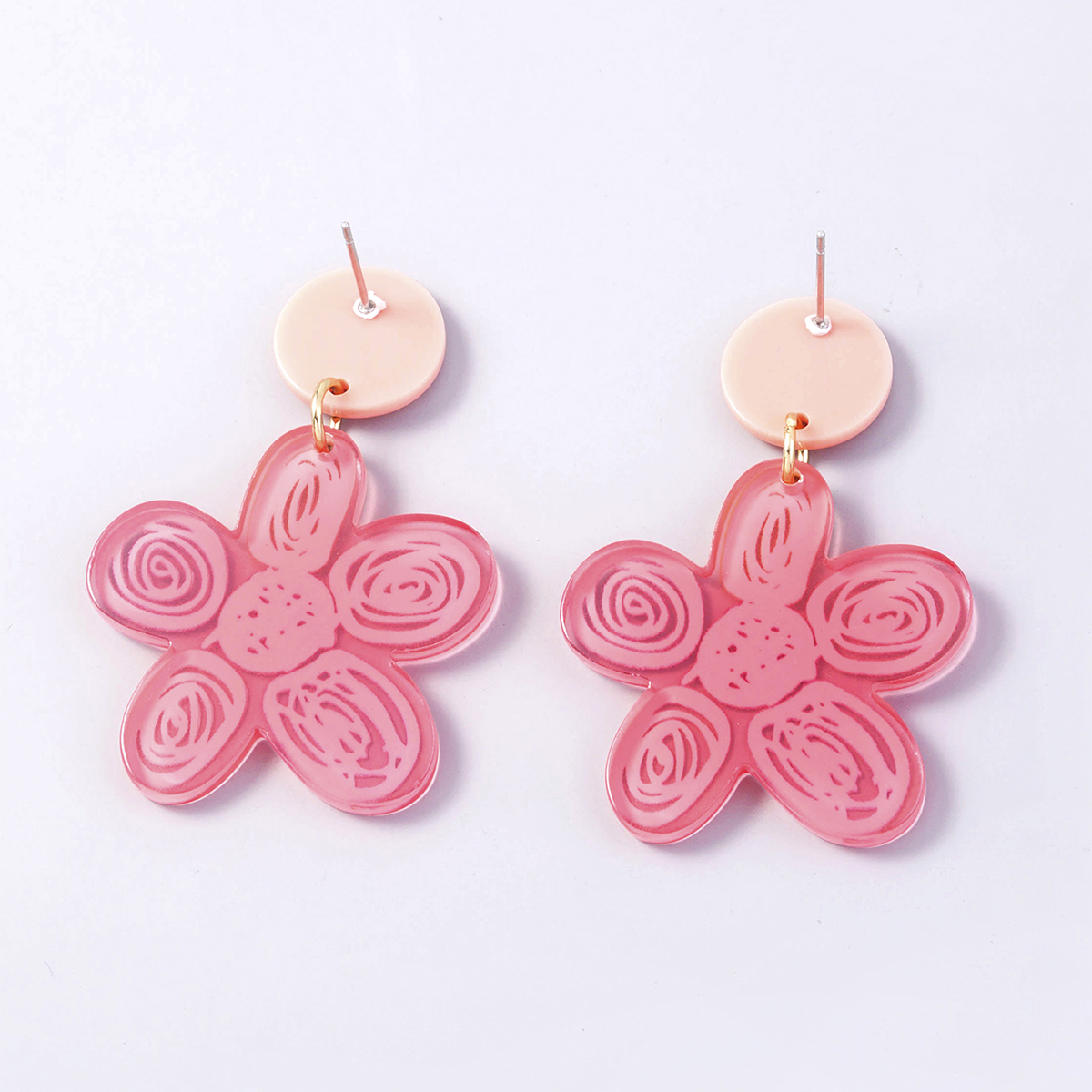 2 Pieces Cute Sweet Animal Flower Painted Arylic Drop Earrings display picture 2