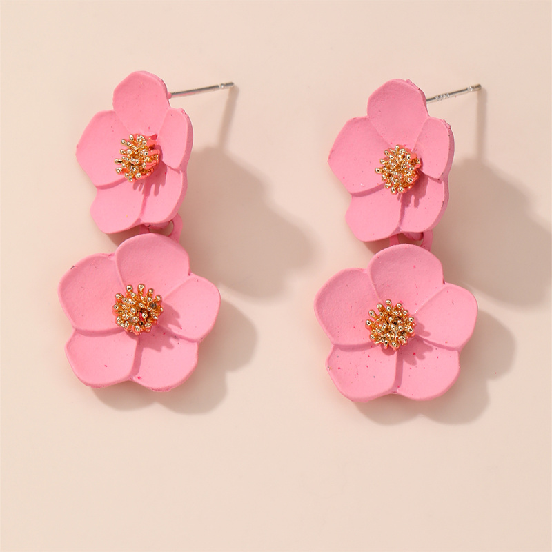 1 Paar IG-Stil Elegant Süss Blume Kunststoff Tropfenohrringe display picture 1