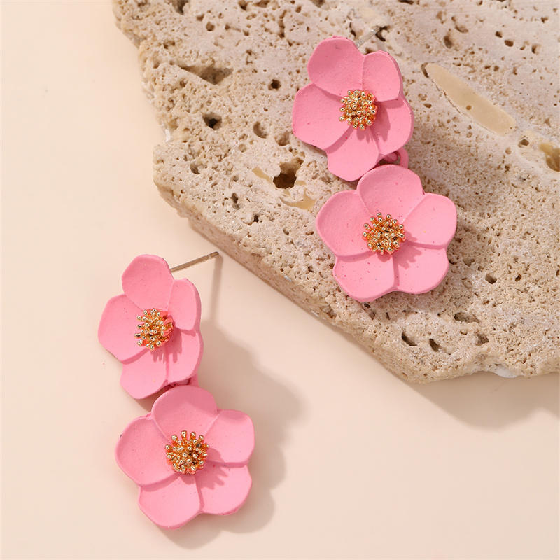 1 Pair IG Style Elegant Sweet Flower Plastic Drop Earrings display picture 4