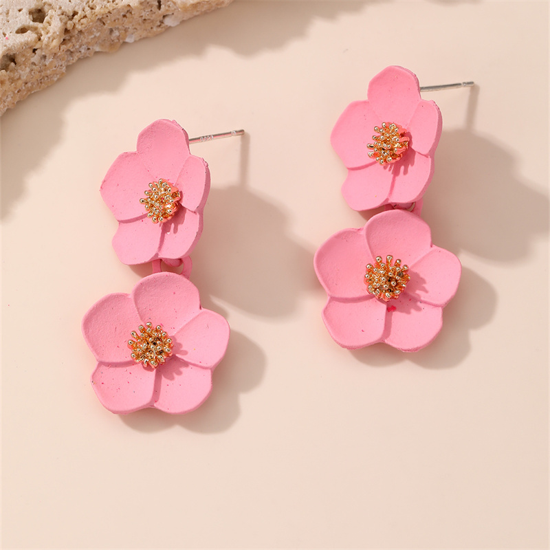 1 Pair IG Style Elegant Sweet Flower Plastic Drop Earrings display picture 6