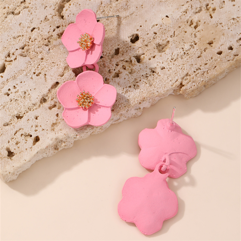 1 Pair IG Style Elegant Sweet Flower Plastic Drop Earrings display picture 7