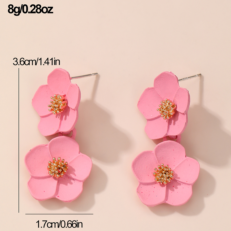 1 Paire Style IG Élégant Sucré Fleur Plastique Boucles D'oreilles display picture 5