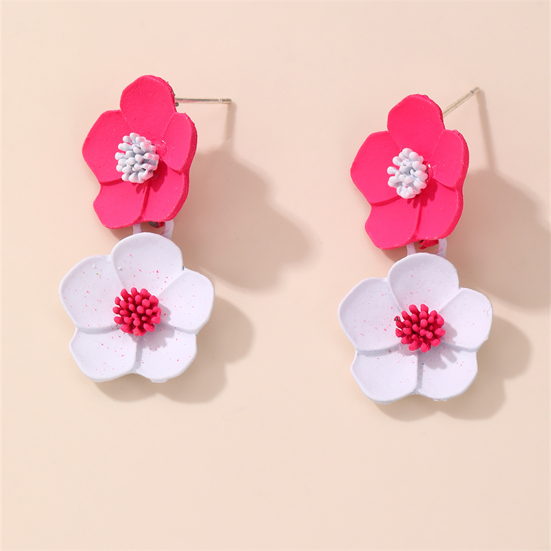 1 Par Estilo IG Elegante Dulce Flor El Plastico Pendientes De Gota display picture 8