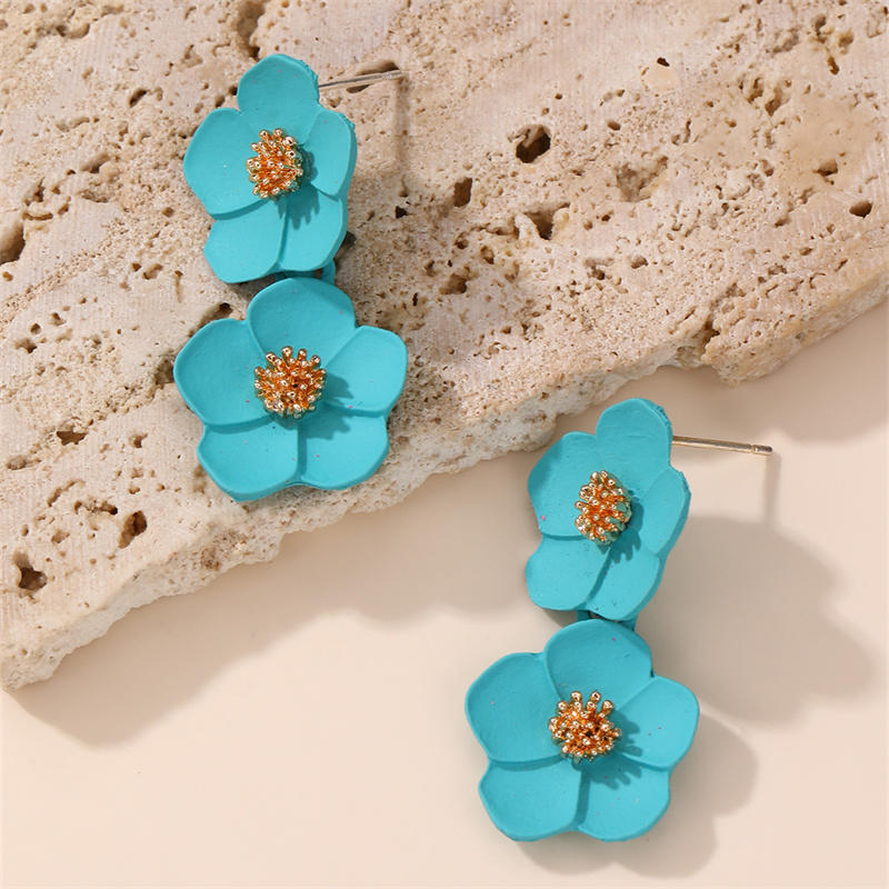 1 Par Estilo IG Elegante Dulce Flor El Plastico Pendientes De Gota display picture 21