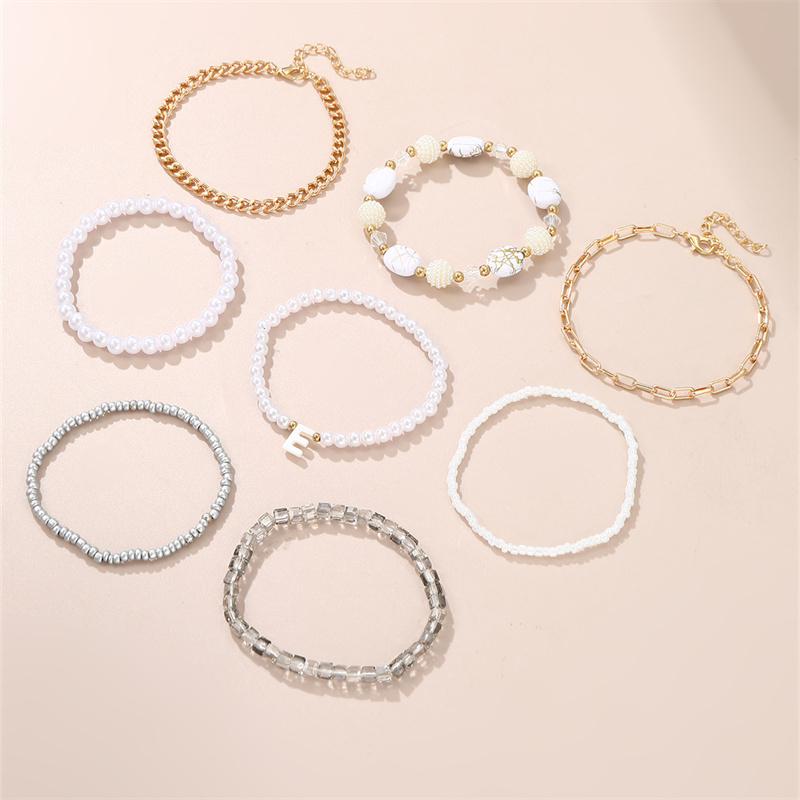 IG Style Hawaiian Vacation Geometric Imitation Pearl Alloy Wholesale Anklet display picture 3