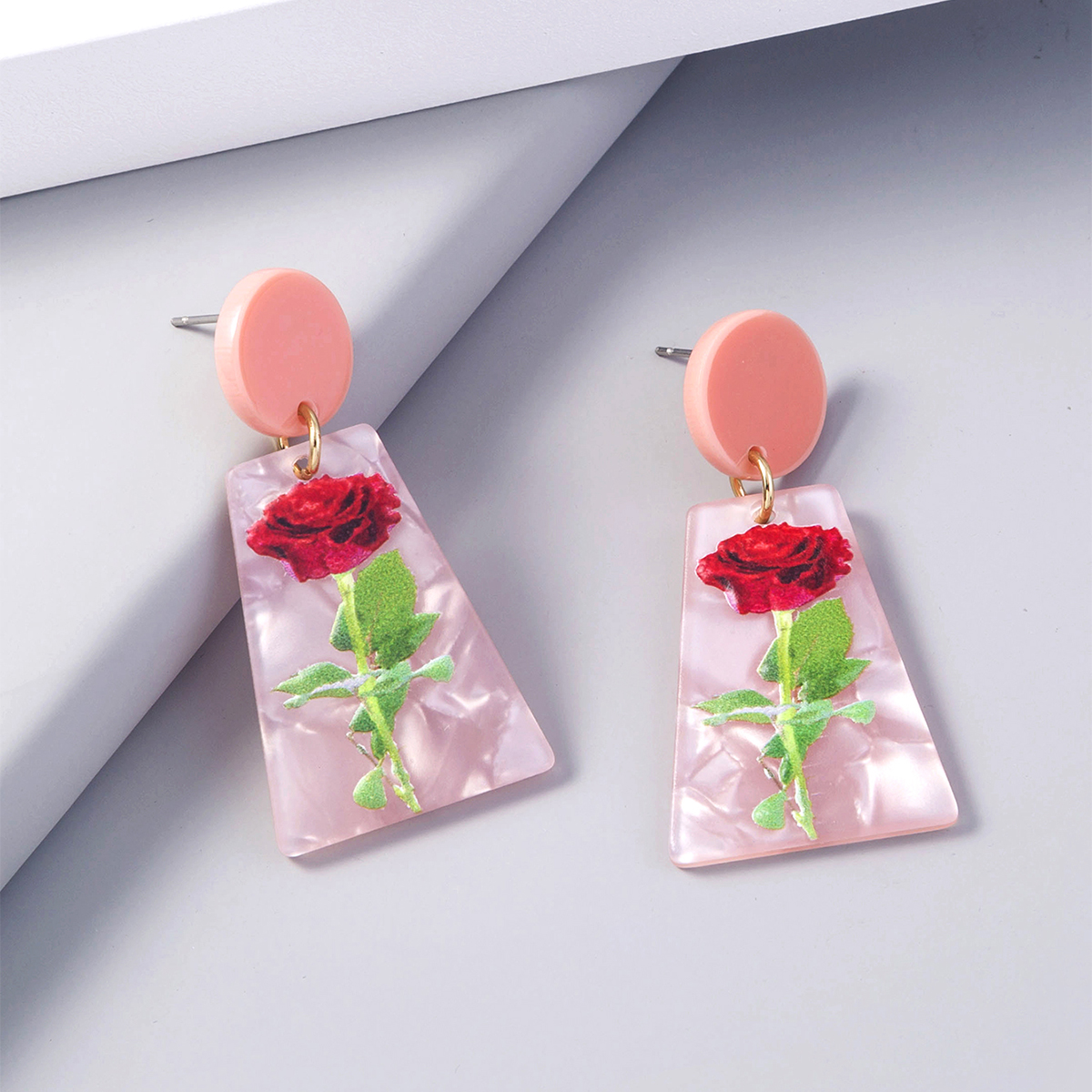 2 Pieces Cute Sweet Animal Flower Painted Arylic Drop Earrings display picture 12
