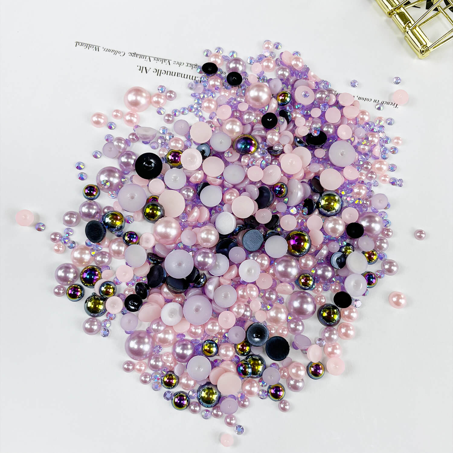Resin Rhinestone Solid Color Crimp Beads display picture 2