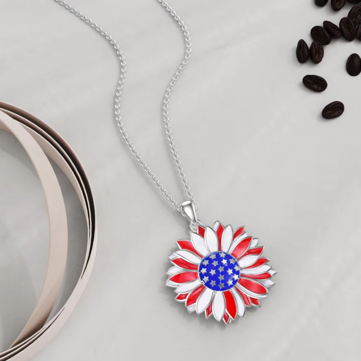 Wholesale Jewelry Modern Style Artistic Sunflower Alloy Silver Plated Enamel Plating Pendant Necklace display picture 6